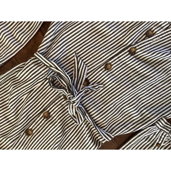 Abercrombie‎ & Fitch Women's Striped Button Front Shirt Dress White Black Medium - Picture 3 of 8